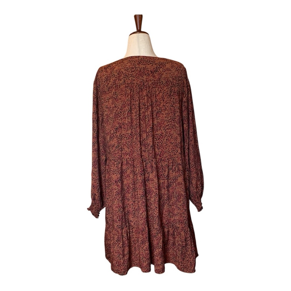 Terra & Sky Long Sleeve Rust Pleated DressTiered Babydoll Style SZ 1X 16-18 - Picture 4 of 14